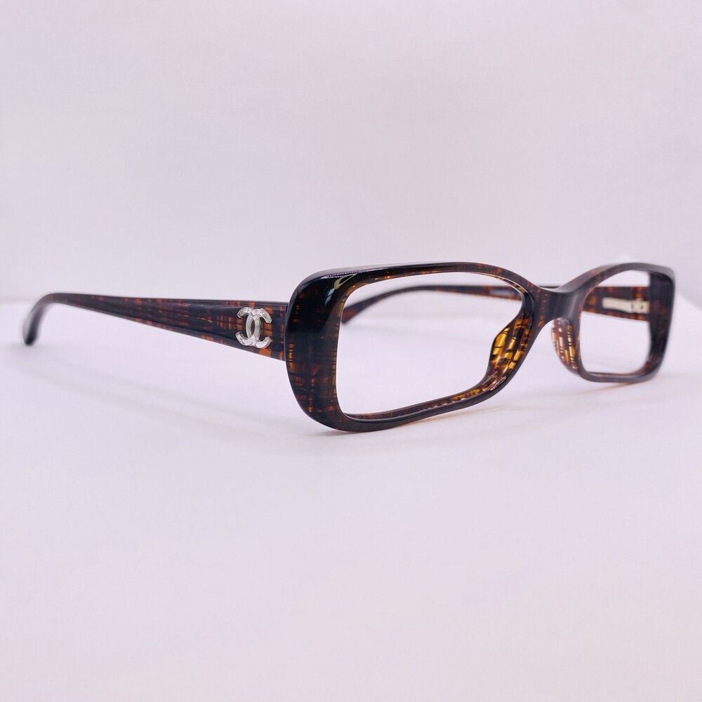 Chanel Eyeglasses Authentic Frames 3188 C. 1204 51-15-135 Amber Stripped